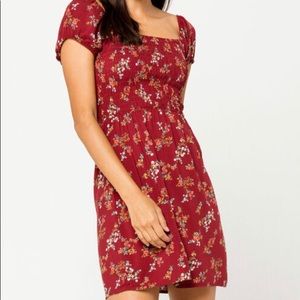 Sky and Sparrow Smoked Peasant Burgundy Dress
